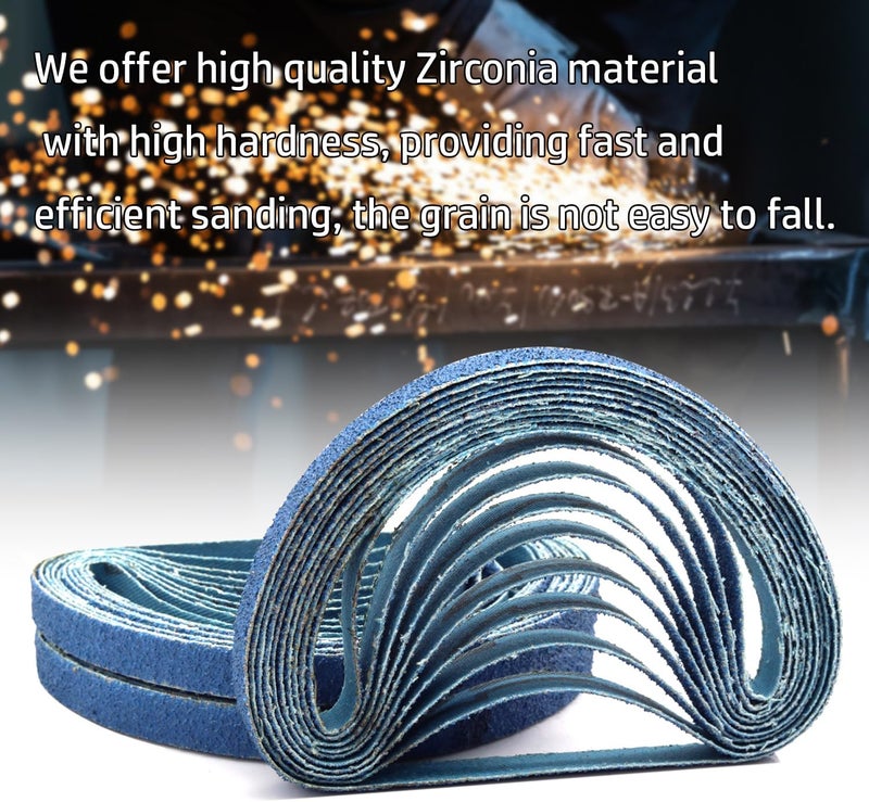 SHUTTLE GENIUS 30 Pcs 3/8 x 13 Inch Zirconia Sanding Belts, 3/8x13 Sanding Belts 40 Grit for Air Belt Sander, Zirconia Sanding Belts for Woodworking, Metal Polishing, Derusting (3/8x13in, 40 Grit) - Image 5